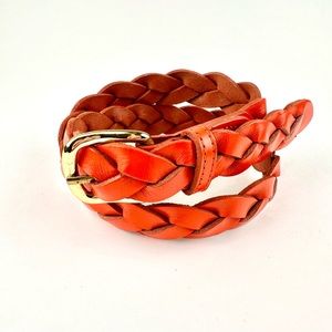 Vintage Zele Orange Braided Leather Belt S, Boho